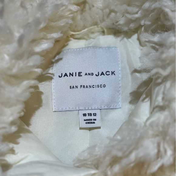 Janie & Jack Girls Plush Sherpa Jacket Ivory Size 10-12 - Picture 3 of 6